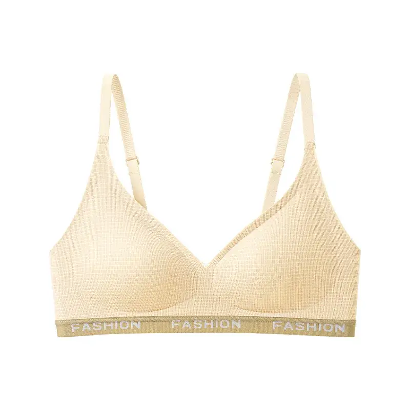 New Jelly Glue Letter Underwear Fixed Cup Women's Thin Anti-sagging Para Breast Sport Plaid Bra for Hair - Image 5