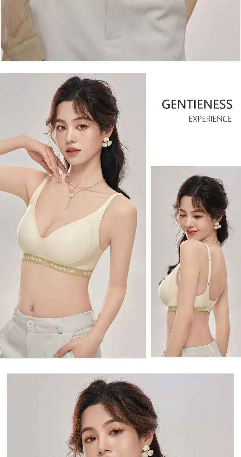 New Jelly Glue Letter Underwear Fixed Cup Women's Thin Anti-sagging Para Breast Sport Plaid Bra for Hair — feature 20