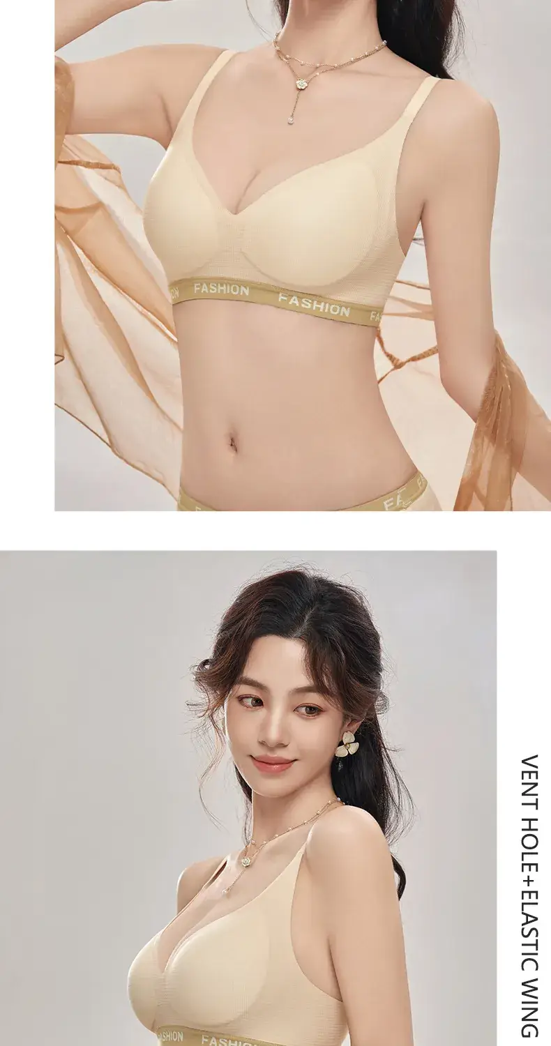 New Jelly Glue Letter Underwear Fixed Cup Women's Thin Anti-sagging Para Breast Sport Plaid Bra for Hair — feature 22