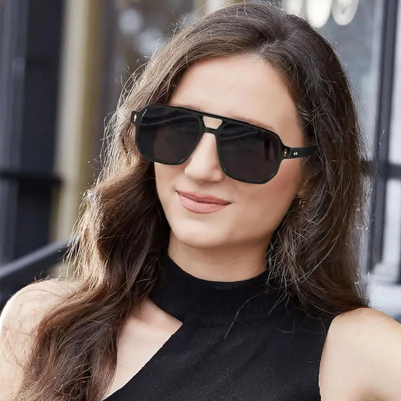 Men's UV400 Sunglasses Black Pilot Design - Image 10