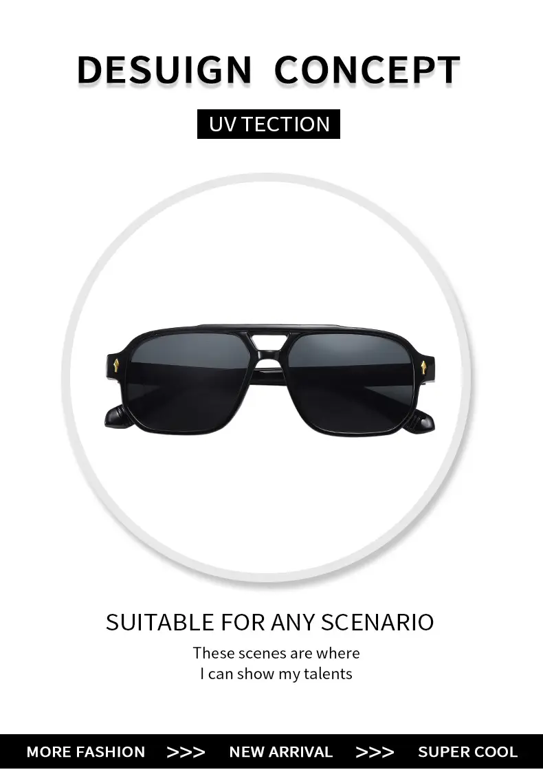 Men's UV400 Sunglasses Black Pilot Design β feature 2