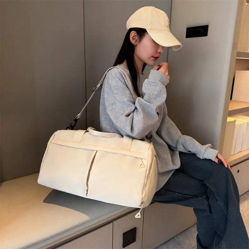 Large Capacity Cross-Border Fitness Bag Beige
