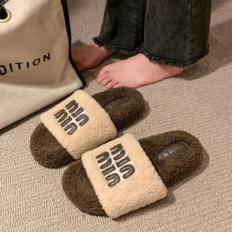 Women Fur Slippers Black 2025 Summer New Style - Image 5