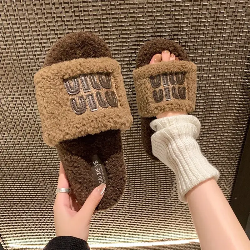 Women Fur Slippers Black 2025 Summer New Style - Image 7
