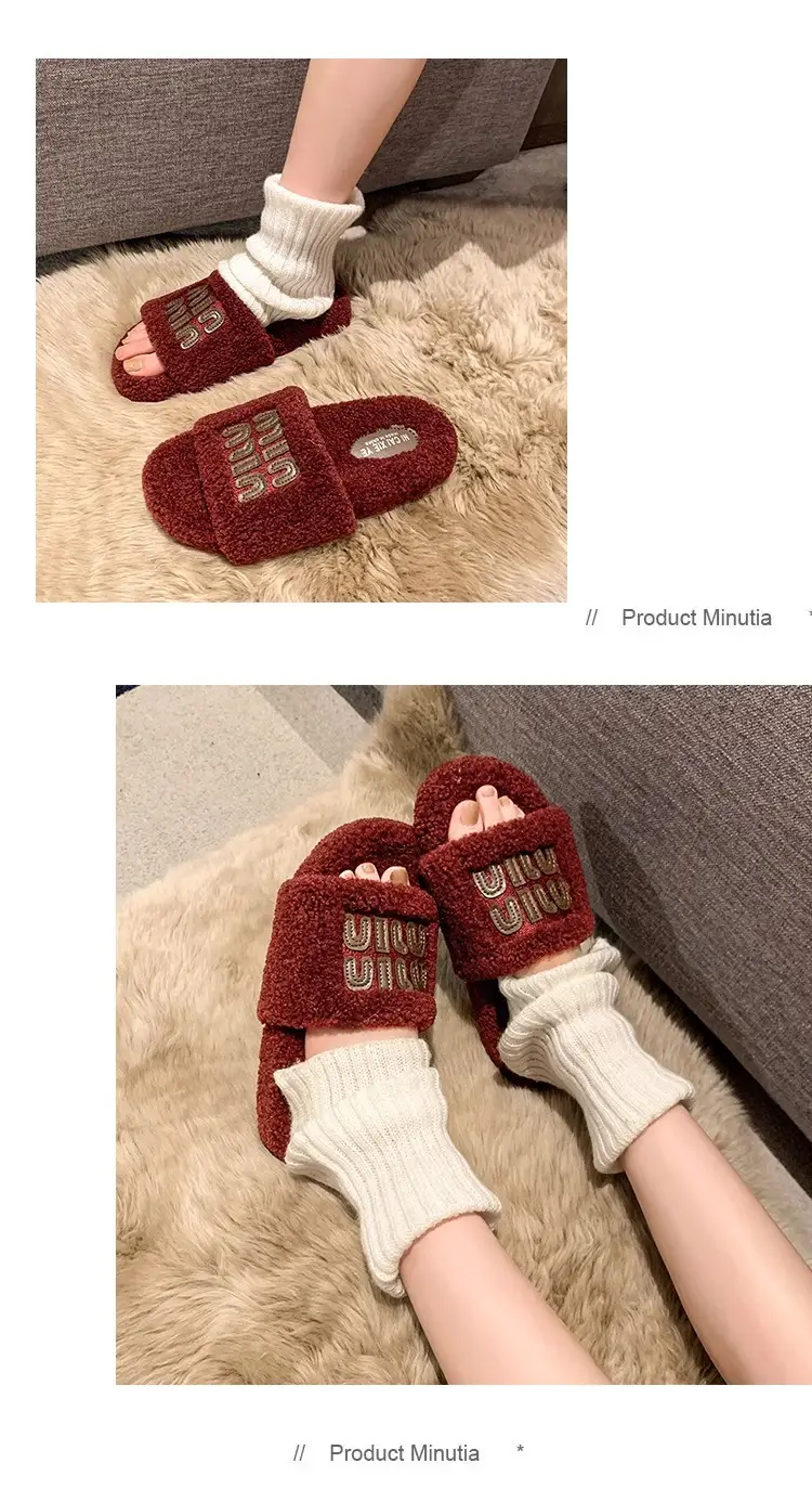 Women Fur Slippers Black 2025 Summer New Style — feature 11