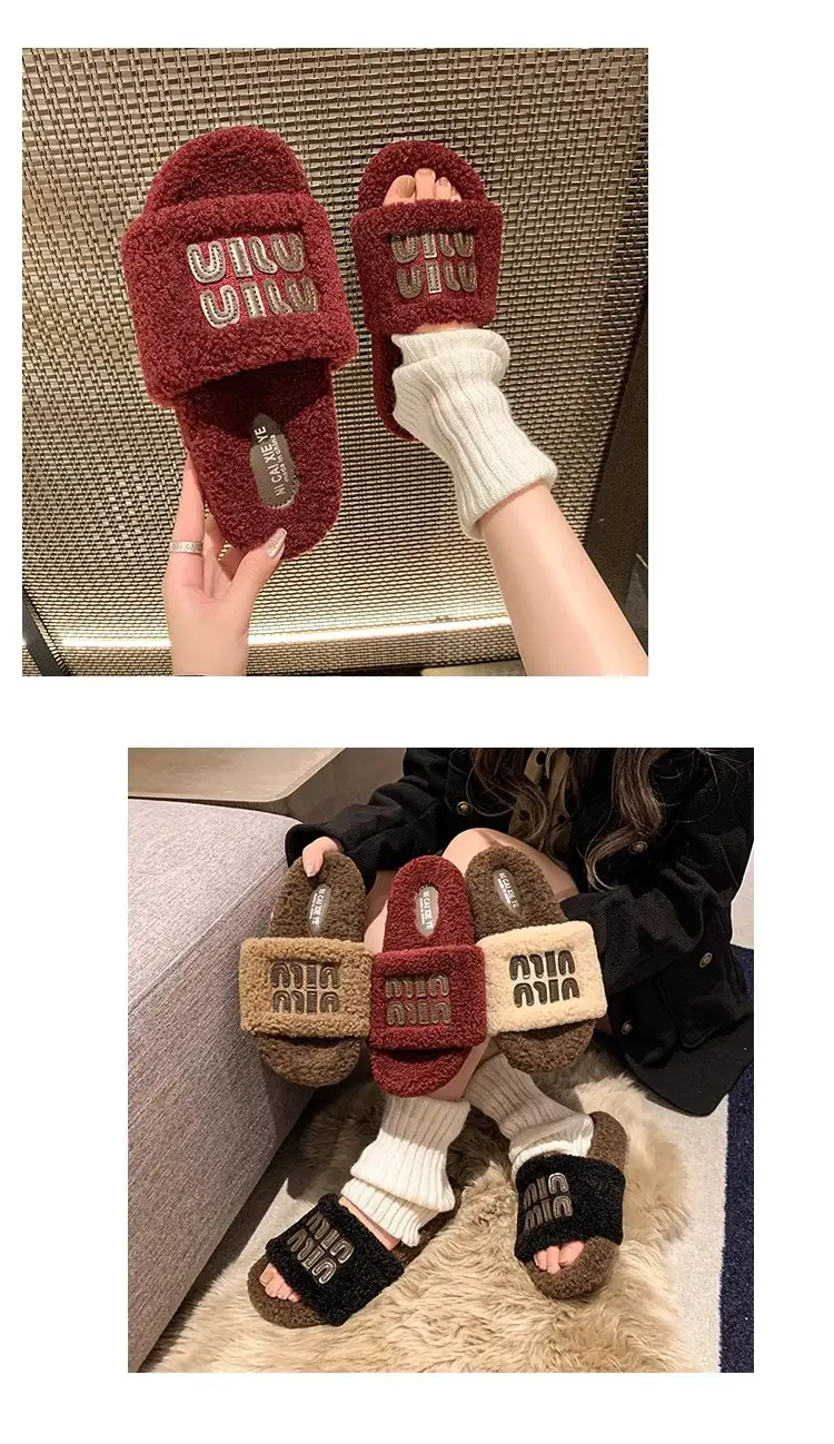 Women Fur Slippers Black 2025 Summer New Style — feature 12