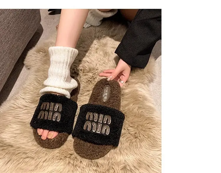 Women Fur Slippers Black 2025 Summer New Style — feature 13