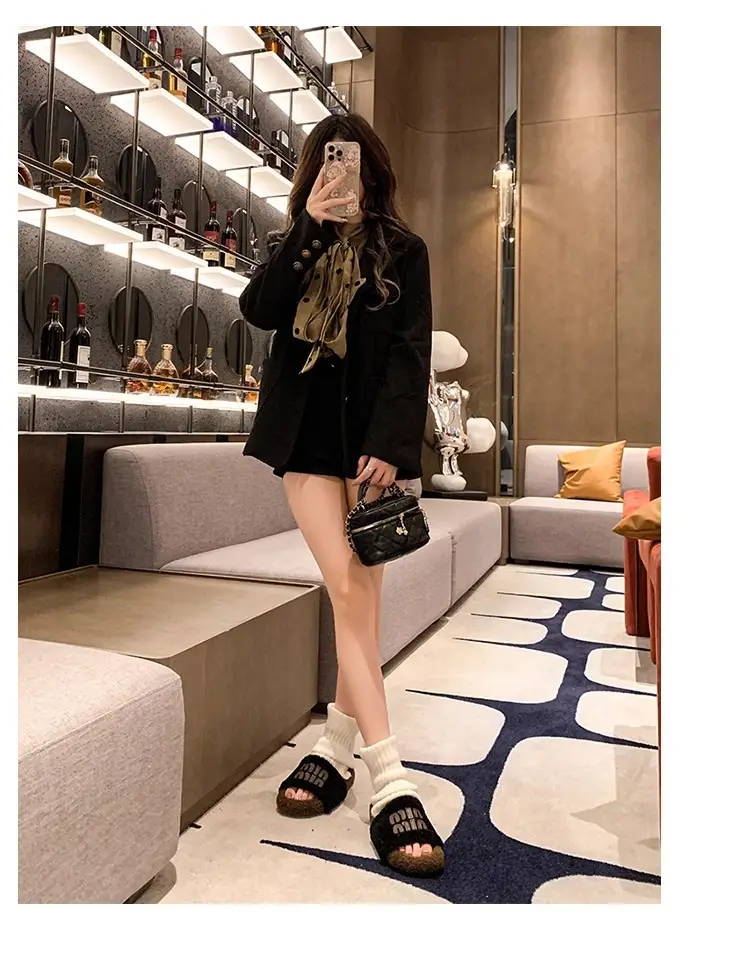 Women Fur Slippers Black 2025 Summer New Style — feature 14