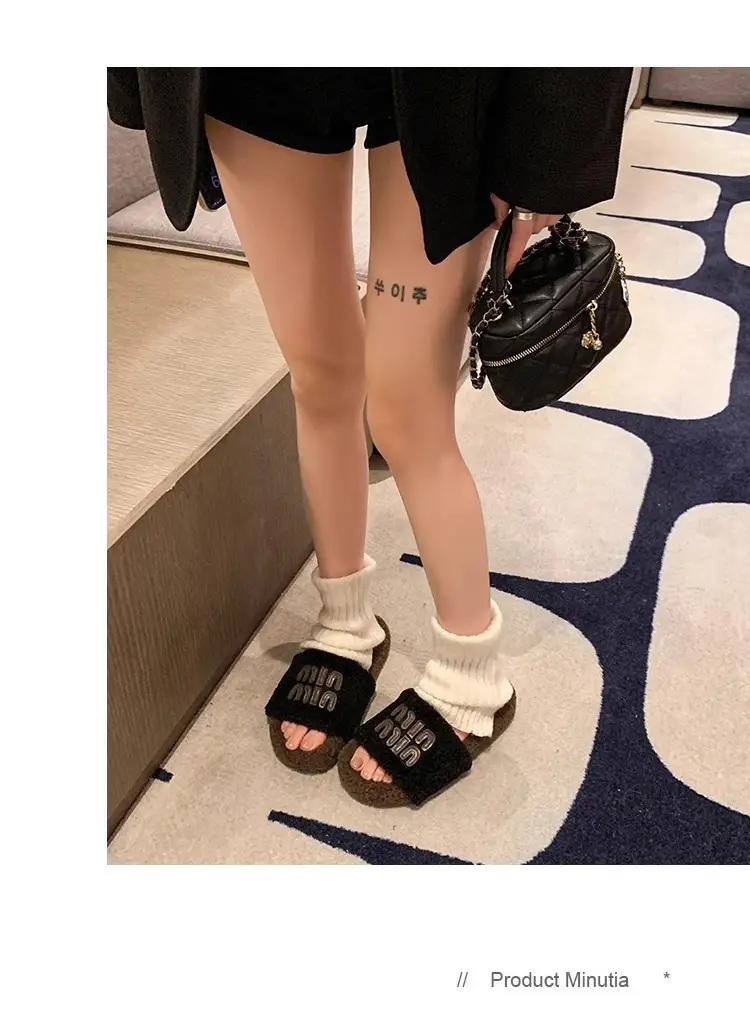 Women Fur Slippers Black 2025 Summer New Style — feature 15
