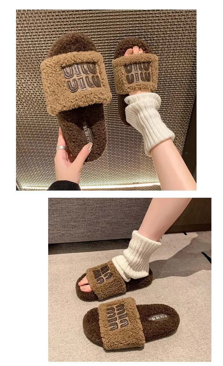 Women Fur Slippers Black 2025 Summer New Style — feature 7