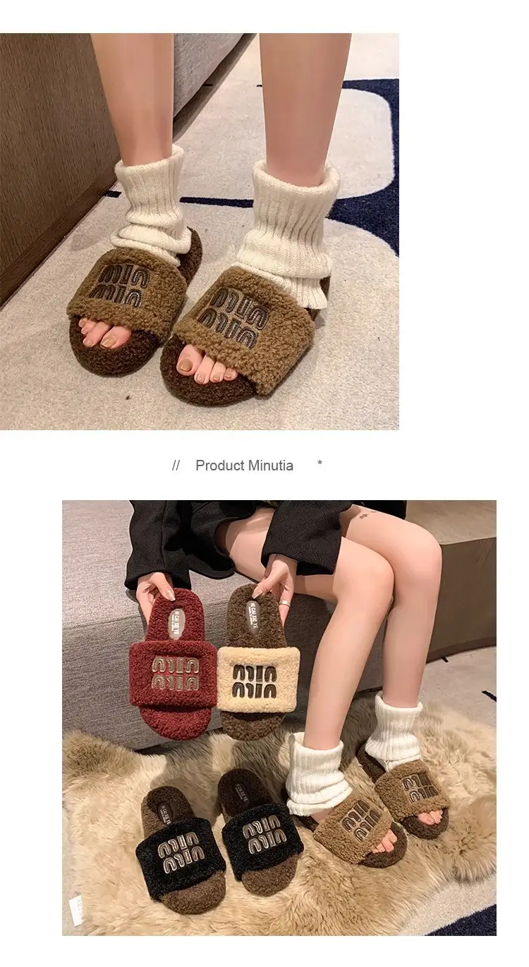 Women Fur Slippers Black 2025 Summer New Style — feature 9