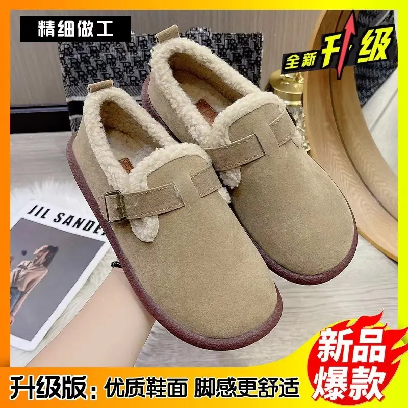 Mao Mao Shoes Winter Wearing Cotton Shoes Women's Lazy One-Step Non-Slip Flat Women's Shoes Spring Autumn and Winter Fashion Indoor Snow - Image 5
