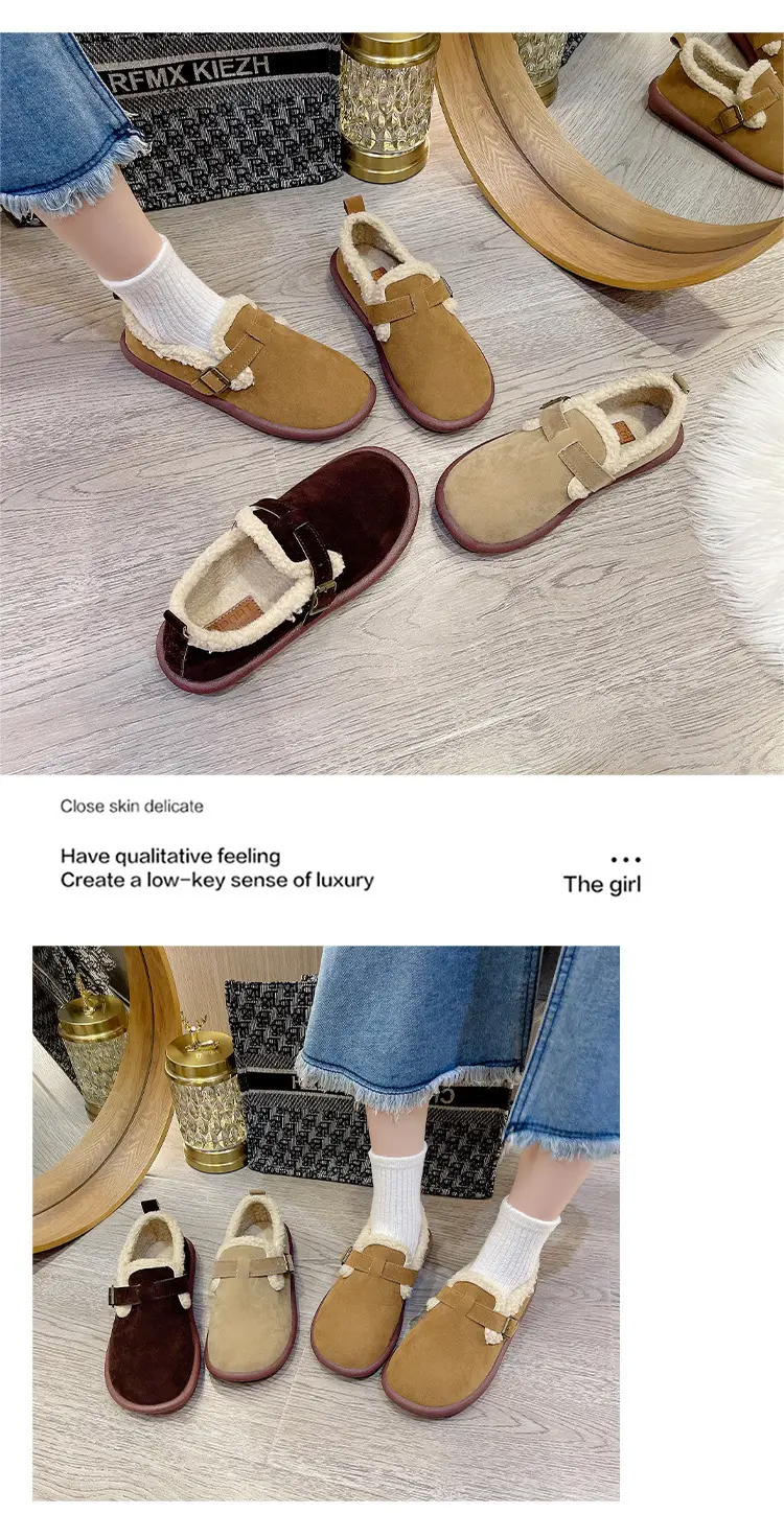 Mao Mao Shoes Winter Wearing Cotton Shoes Women's Lazy One-Step Non-Slip Flat Women's Shoes Spring Autumn and Winter Fashion Indoor Snow — feature 11