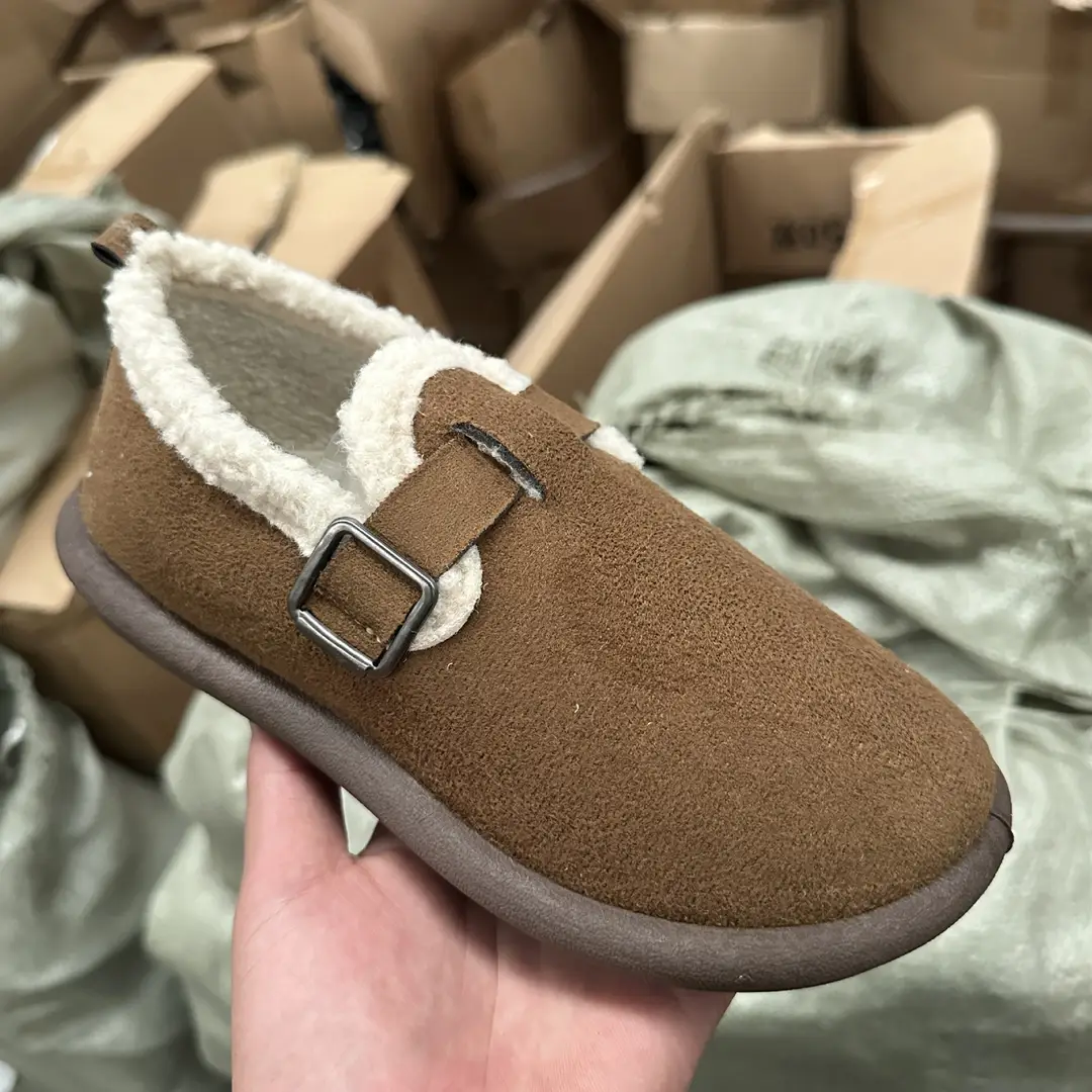 Mao Mao Shoes Winter Wearing Cotton Shoes Women's Lazy One-Step Non-Slip Flat Women's Shoes Spring Autumn and Winter Fashion Indoor Snow - Image 2