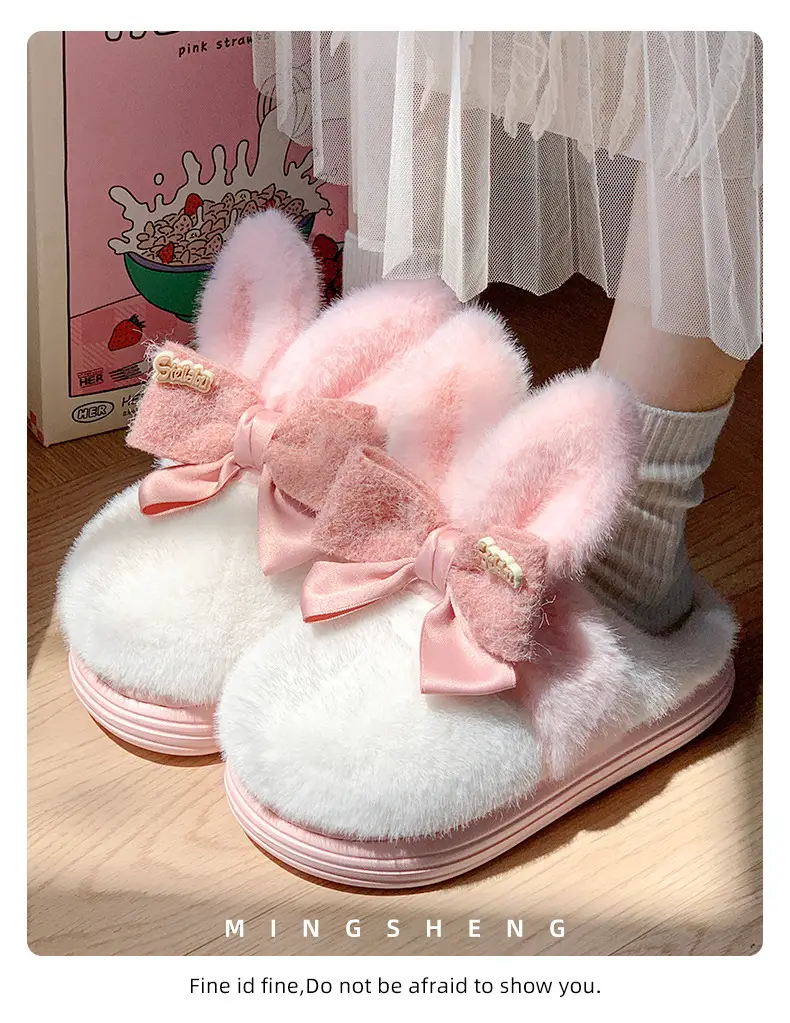 Cute Cotton Slippers Women's Autumn and Winter 2024 New Indoor Home Warm Maomao fleece-lined Thick Bottom Non-slip — feature 5