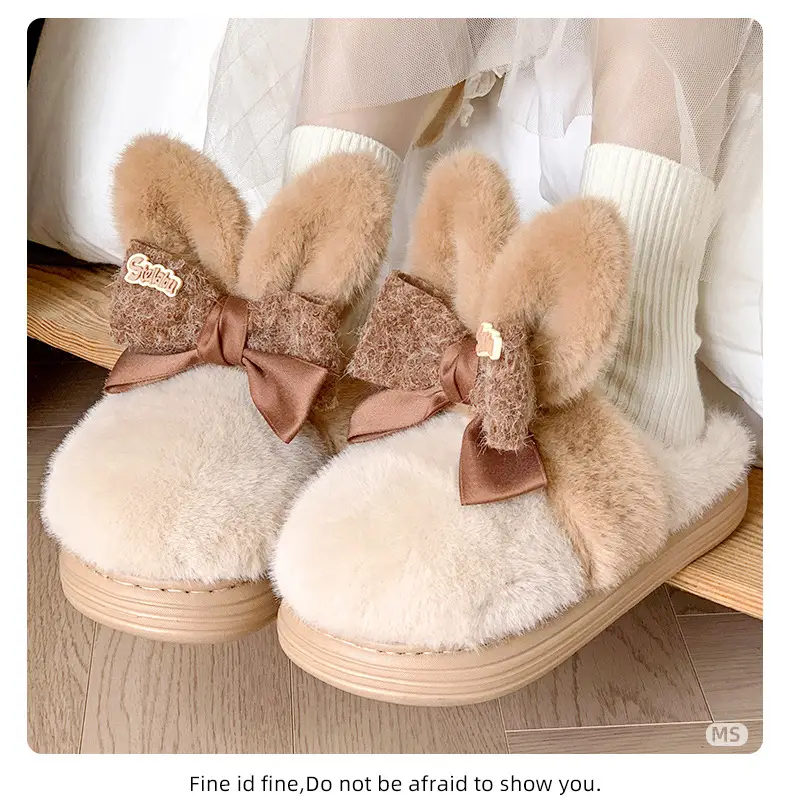 Cute Cotton Slippers Women's Autumn and Winter 2024 New Indoor Home Warm Maomao fleece-lined Thick Bottom Non-slip — feature 8