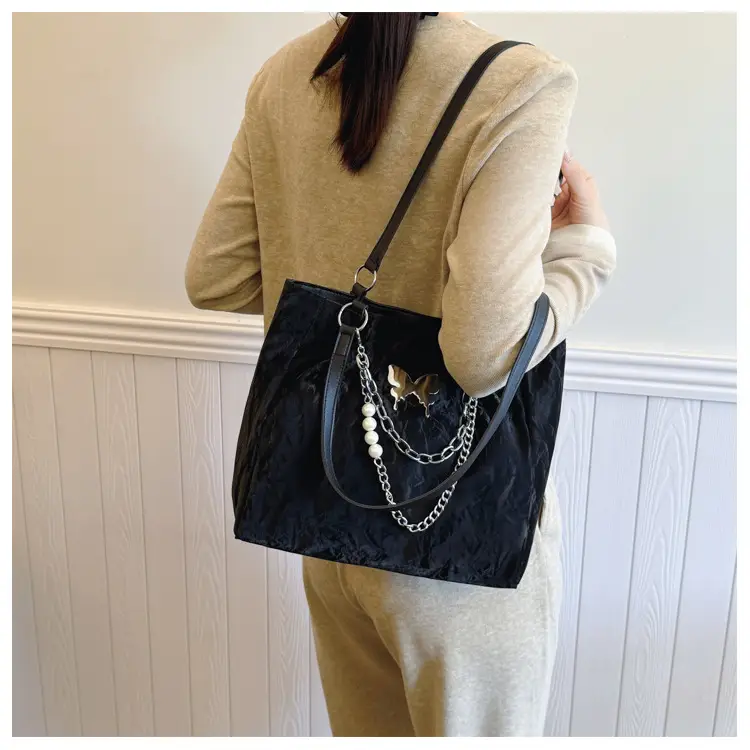 Women Butterfly Tote Bag Silver Large Capacity Shoulder Bag — feature 13