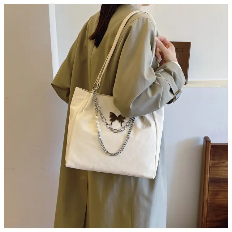 Women Butterfly Tote Bag Silver Large Capacity Shoulder Bag — feature 9