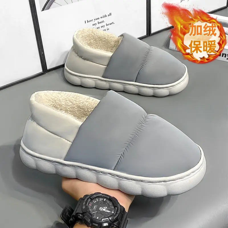 Winter Cotton Puffer Slippers Blue Warm Indoor - Image 10