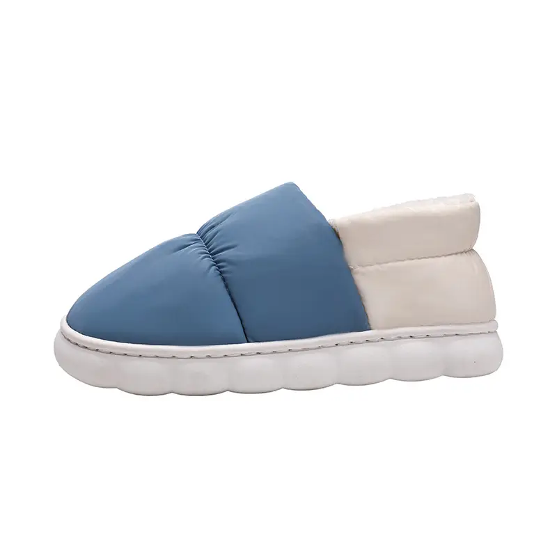 Winter Cotton Puffer Slippers Blue Warm Indoor - Image 11