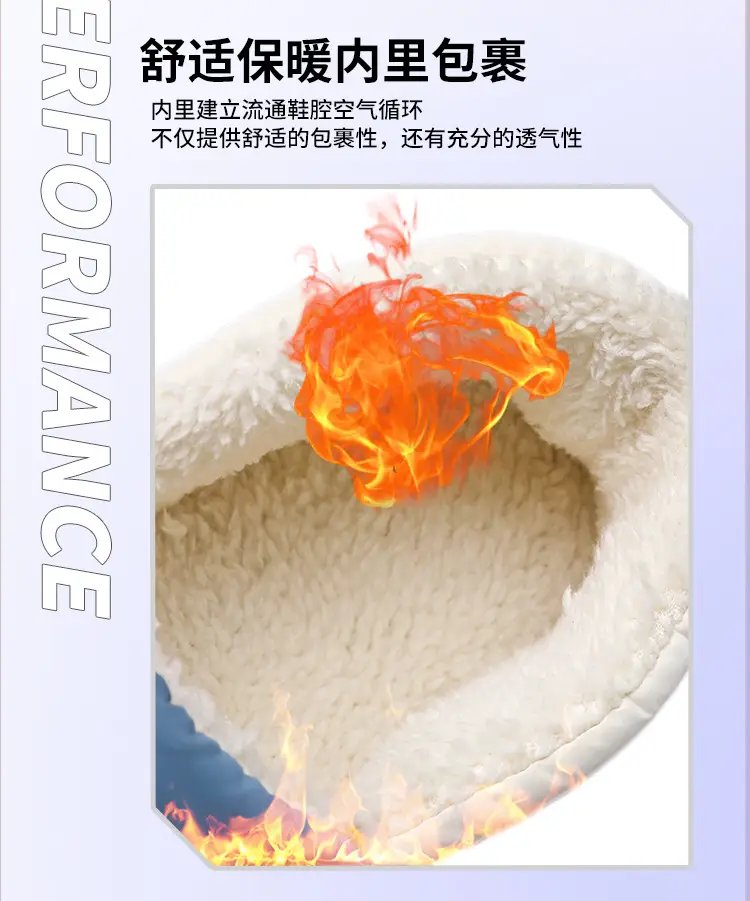 Winter Cotton Puffer Slippers Blue Warm Indoor — feature 6