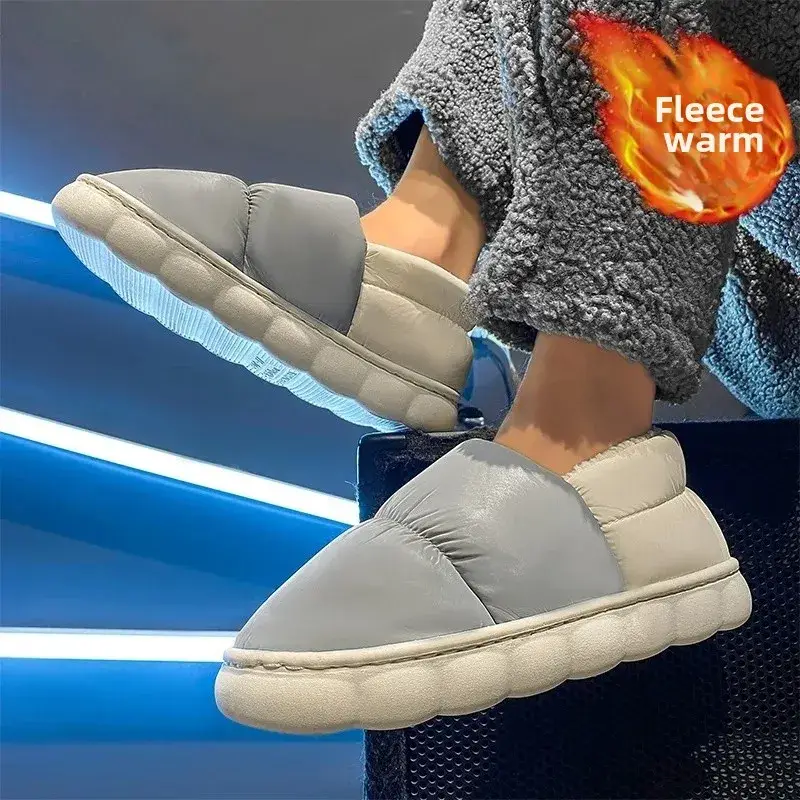 Winter Cotton Puffer Slippers Blue Warm Indoor - Image 3
