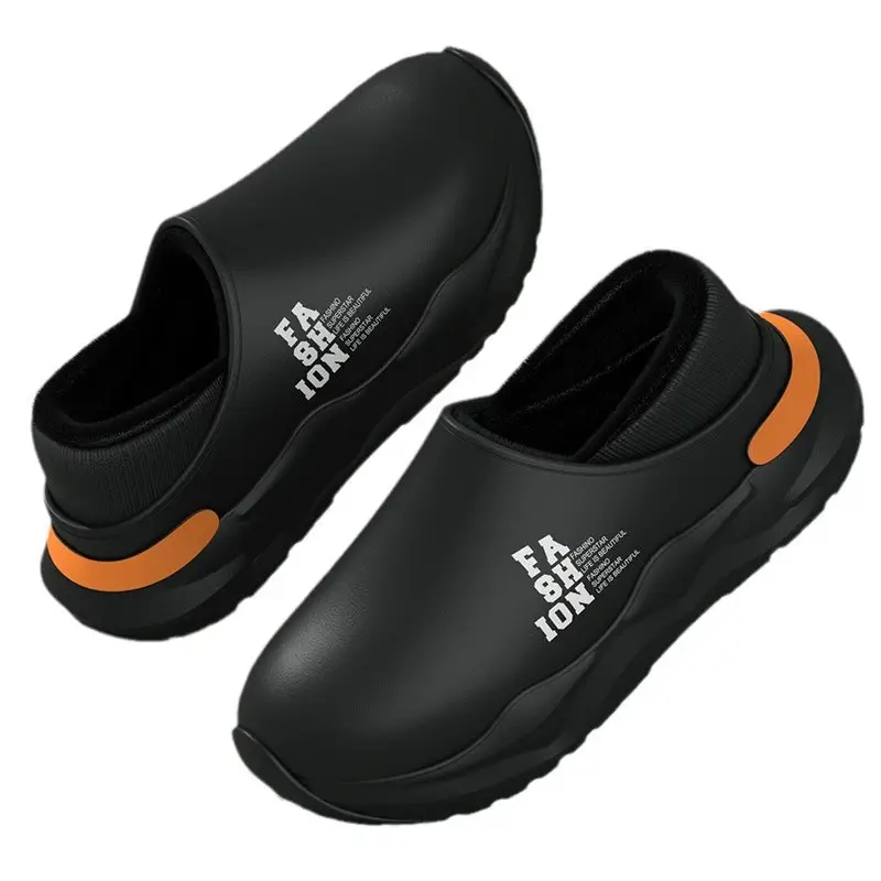 Outfit waterproof cotton slippers men's autumn and winter new indoor warm fleece-lined non-slip thick-soled woolen cotton shoes for men - Image 9