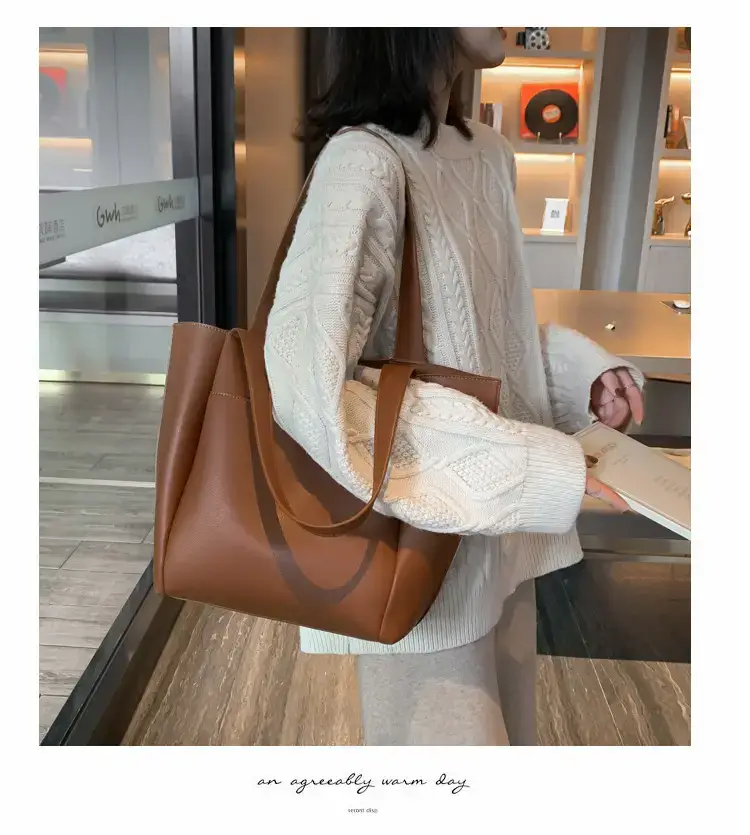 Black Large Capacity PU Shoulder Bag for Women — feature 10