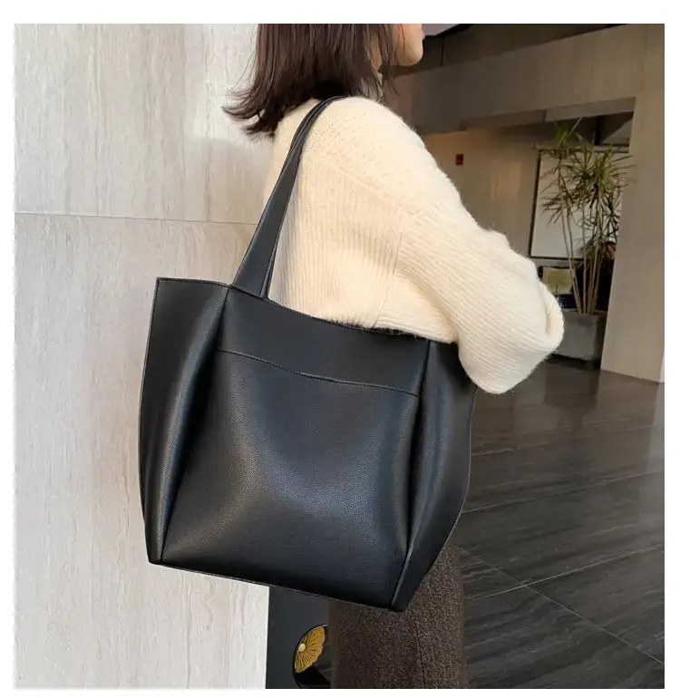 Black Large Capacity PU Shoulder Bag for Women — feature 20
