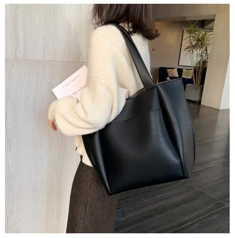 Black Large Capacity PU Shoulder Bag for Women — feature 21
