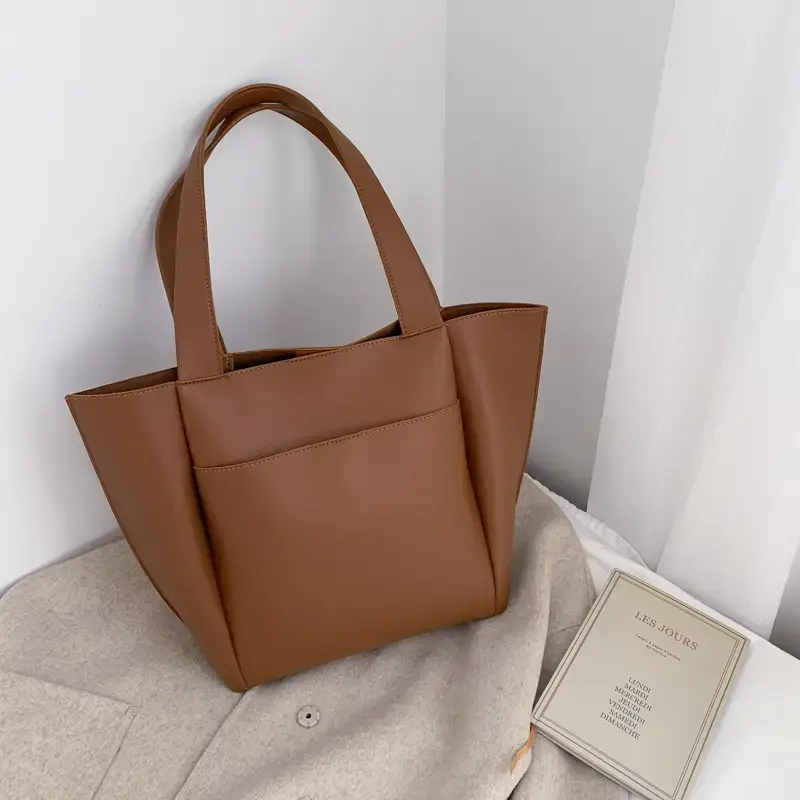 Black Large Capacity PU Shoulder Bag for Women - Image 2