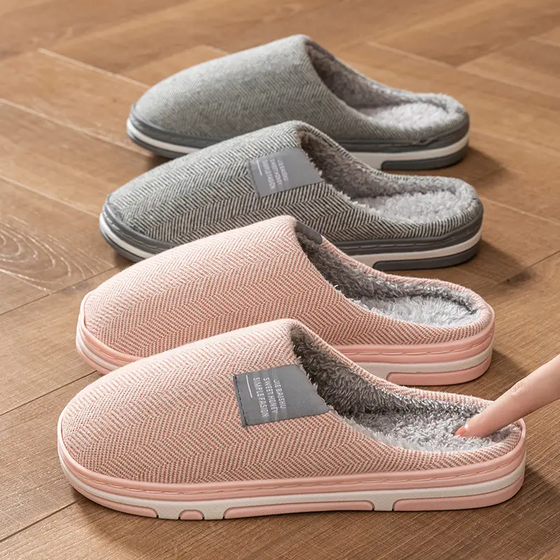 Cotton Heart Slippers Women Winter Warm Non-Slip