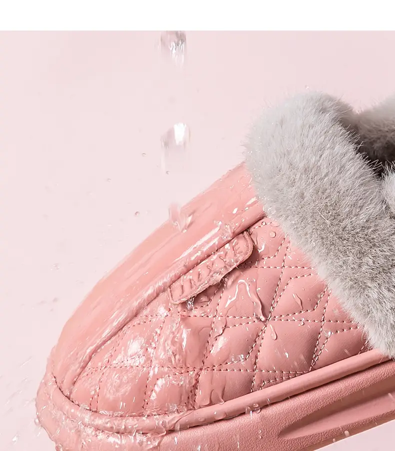 Thick-soled all-inclusive cotton slippers waterproof stain-resistant non-slip women's winter fleece-lined warm leather cotton shoes for home wear — feature 10