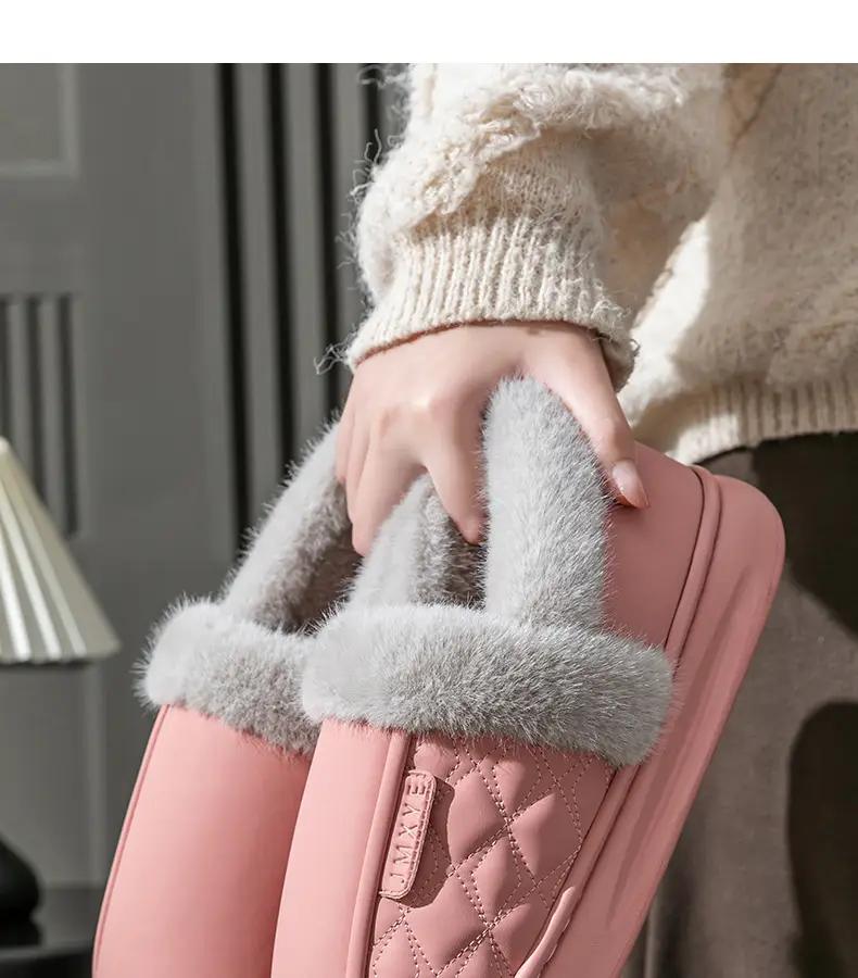 Thick-soled all-inclusive cotton slippers waterproof stain-resistant non-slip women's winter fleece-lined warm leather cotton shoes for home wear — feature 4