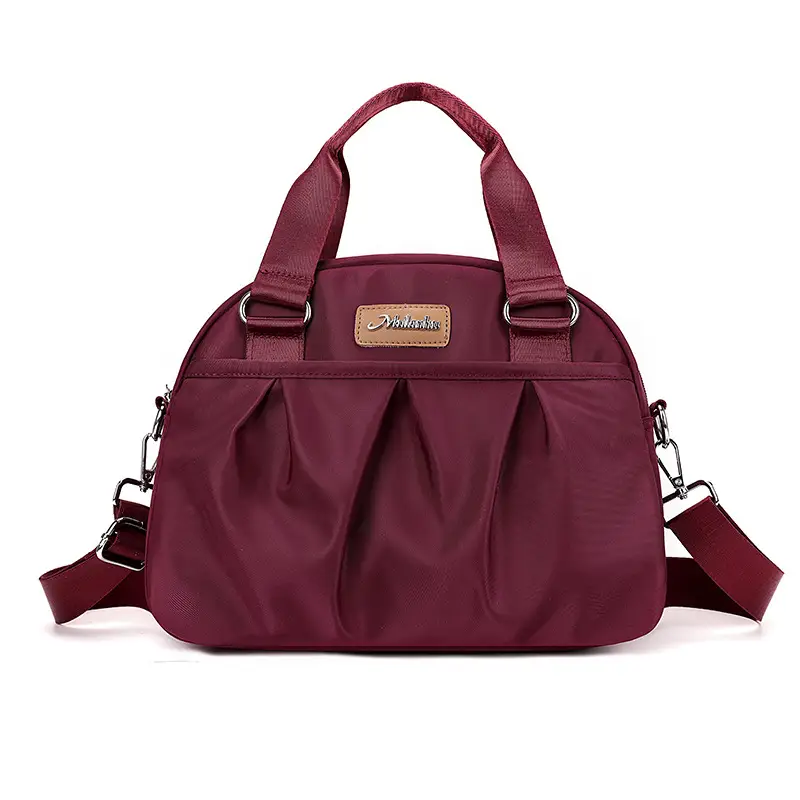 Women's Grey Nylon Shoulder Bag with Crossbody Strap - Image 4