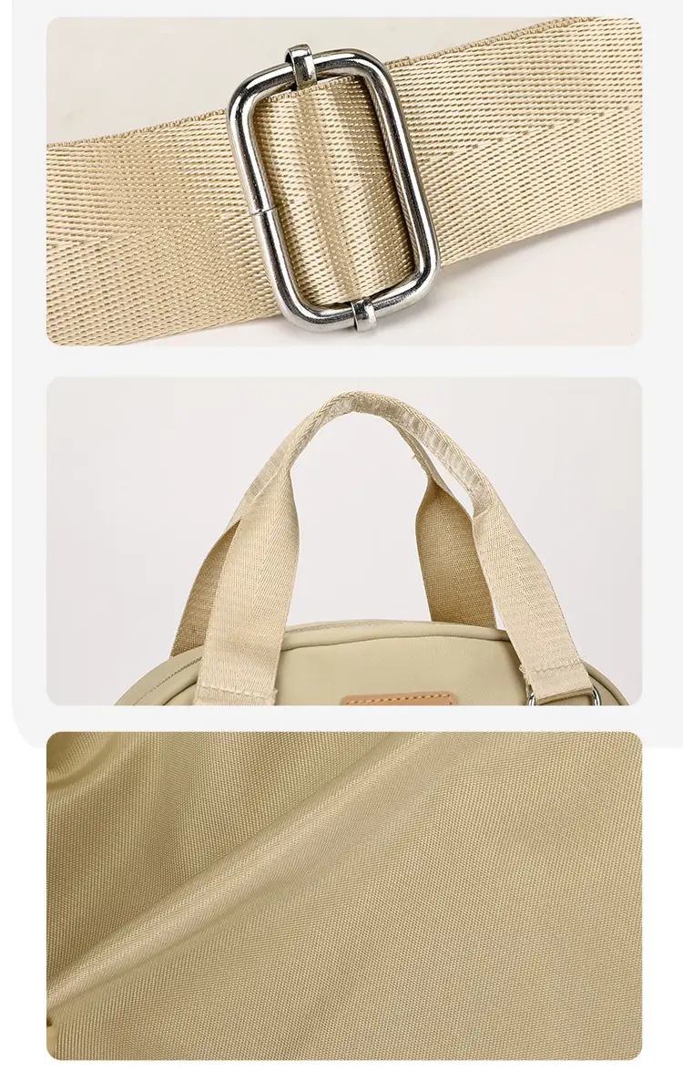 Women's Grey Nylon Shoulder Bag with Crossbody Strap — feature 16
