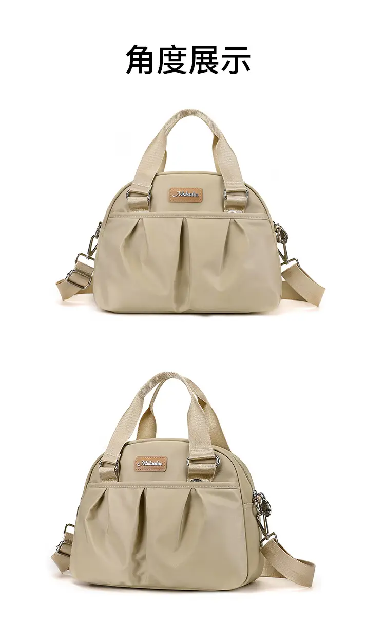 Women's Grey Nylon Shoulder Bag with Crossbody Strap — feature 17