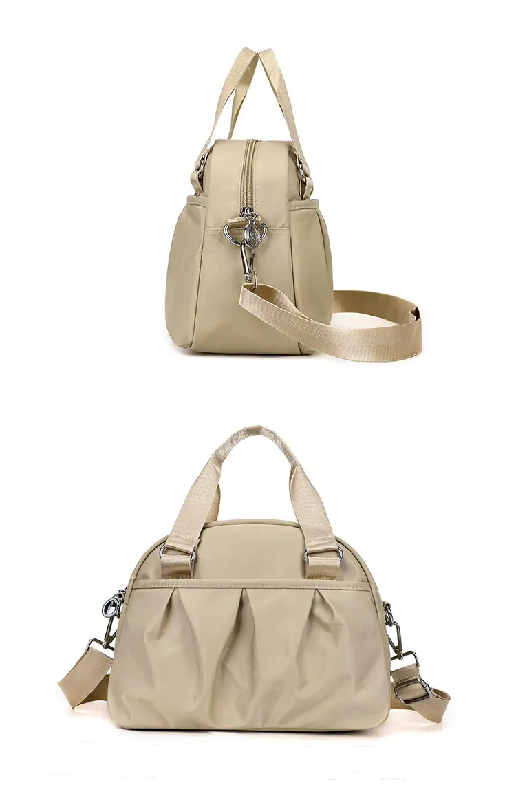 Women's Grey Nylon Shoulder Bag with Crossbody Strap — feature 18