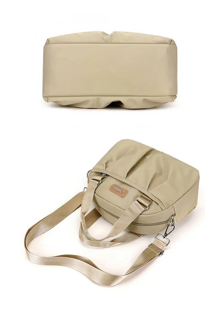 Women's Grey Nylon Shoulder Bag with Crossbody Strap — feature 19