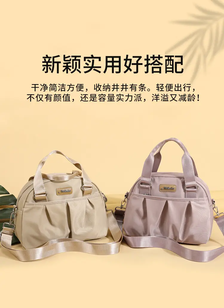Women's Grey Nylon Shoulder Bag with Crossbody Strap — feature 3