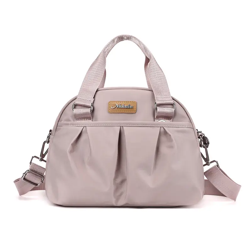 Women's Grey Nylon Shoulder Bag with Crossbody Strap - Image 3