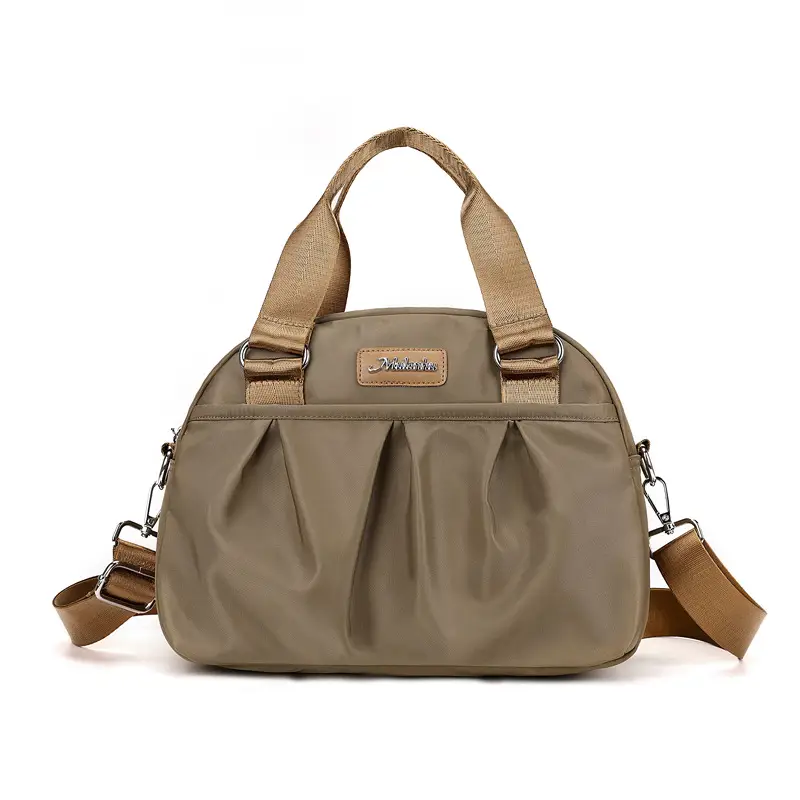 Women's Grey Nylon Shoulder Bag with Crossbody Strap - Image 5