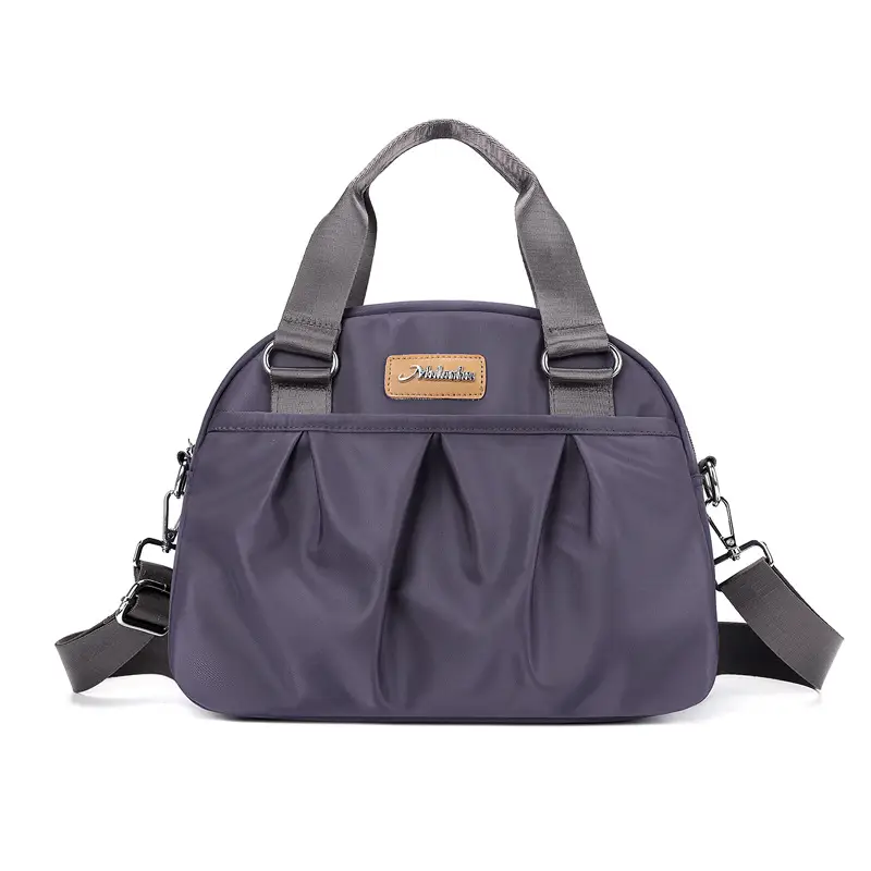 Women's Grey Nylon Shoulder Bag with Crossbody Strap - Image 6