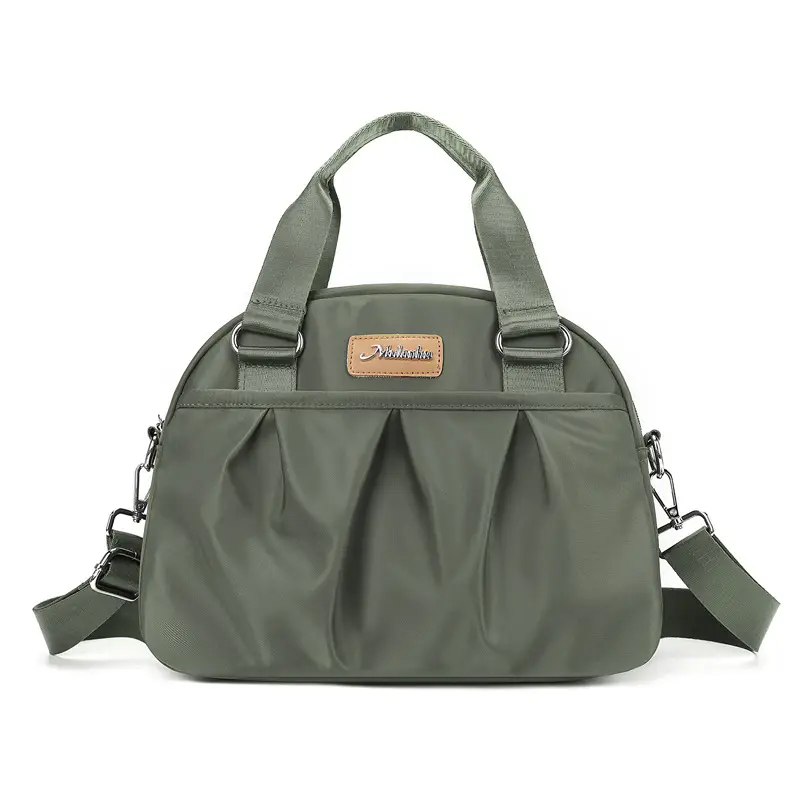 Women's Grey Nylon Shoulder Bag with Crossbody Strap - Image 7
