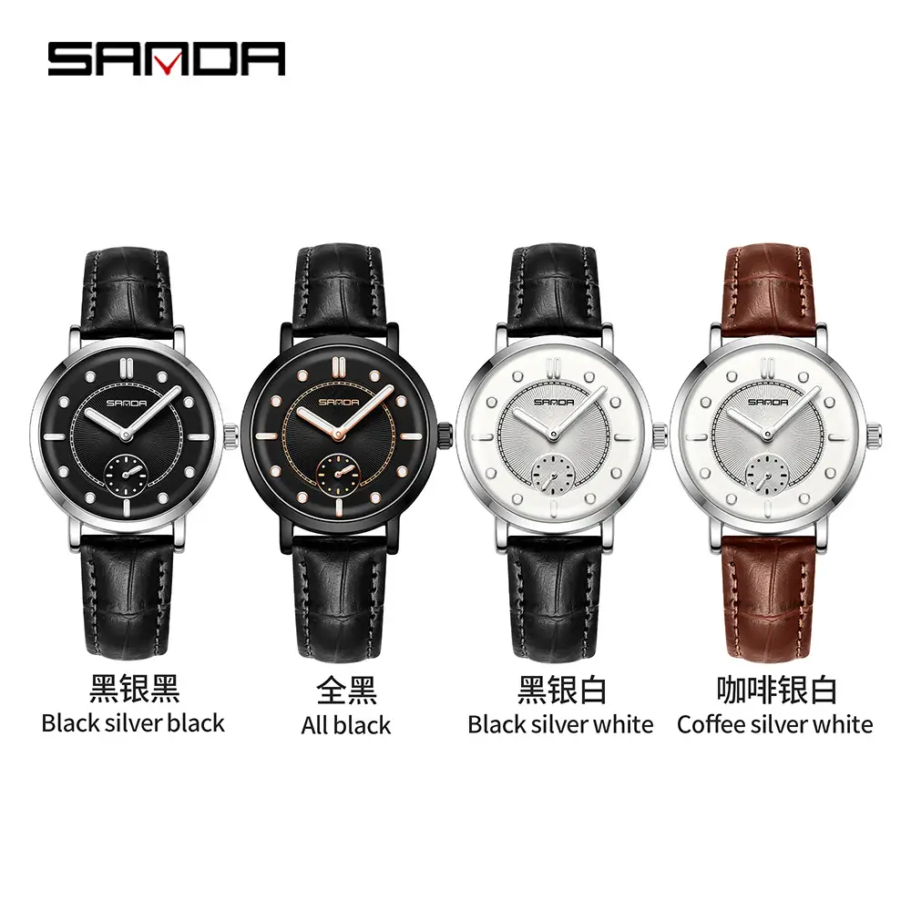 Women's Quartz Watch Black Leather Band Round Design - Image 8