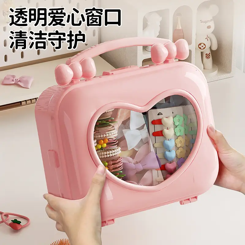 Children's Hair Accessories Headwear Rubber Band Portable Large Capacity Storage Box 2024 New Girls Goo Card Hand Account Storage Box