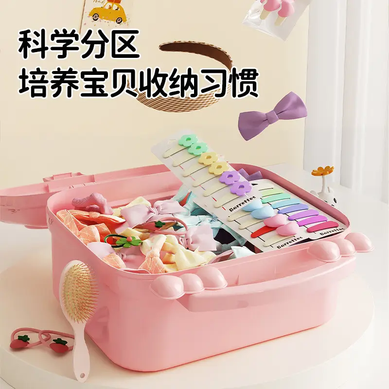 Children's Hair Accessories Headwear Rubber Band Portable Large Capacity Storage Box 2024 New Girls Goo Card Hand Account Storage Box