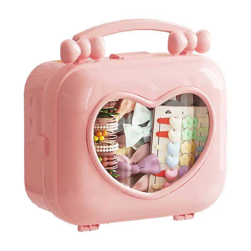 Children's Hair Accessories Headwear Rubber Band Portable Large Capacity Storage Box 2024 New Girls Goo Card Hand Account Storage Box