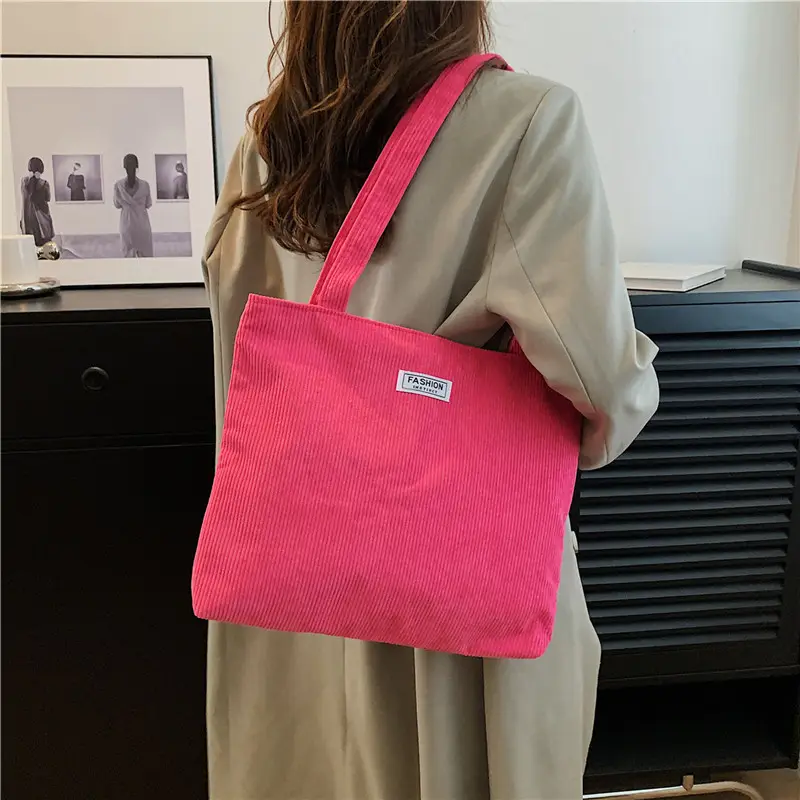 2026 New Corduroy Tote Bag Women Large Capacity Brown