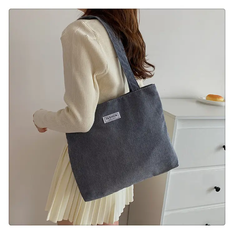2026 New Corduroy Tote Bag Women Large Capacity Brown — feature 14